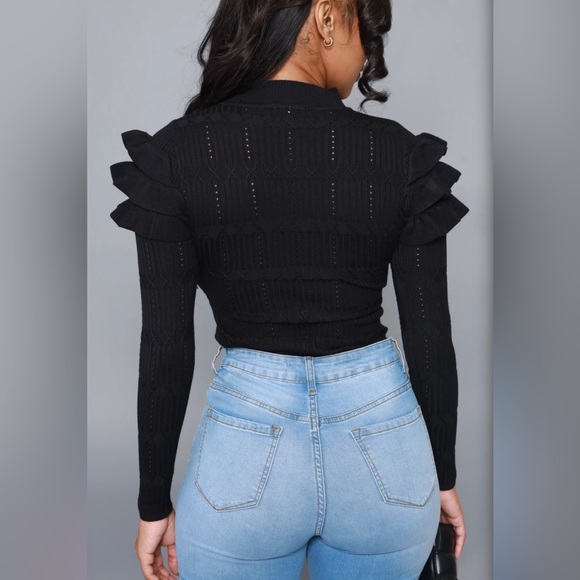 Maybe Not Ruffle Shoulder Turtleneck Sweater - Picture 2 of 3